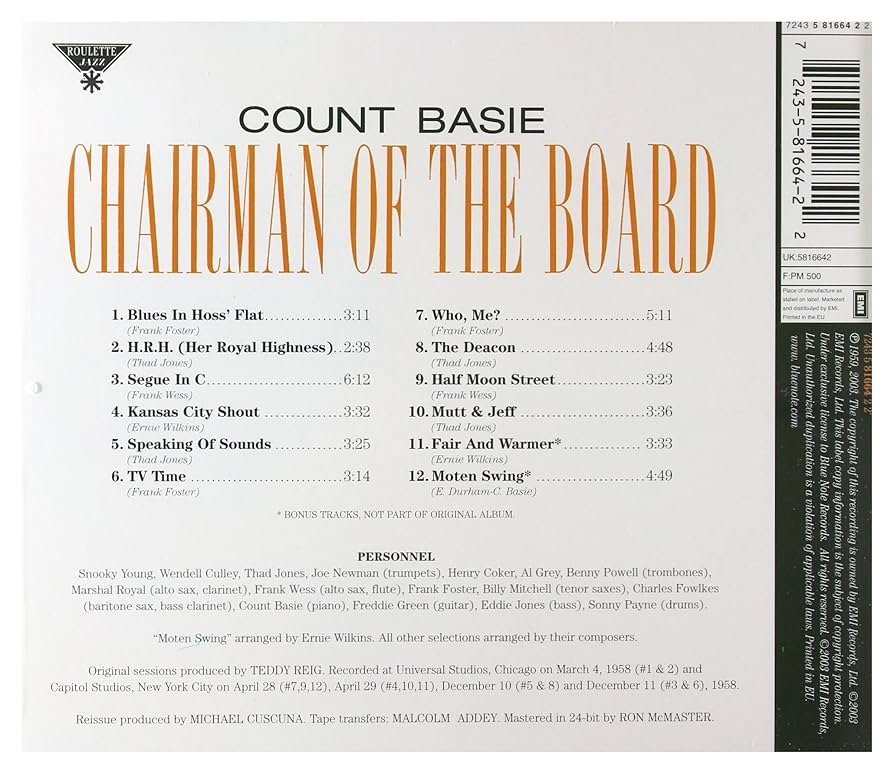Basie, Count - Chairman of the Board | Amazon.com.au | Music